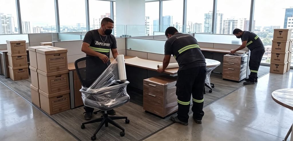 Personal de Rapienvio realizando una mudanza de oficina en Guatemala